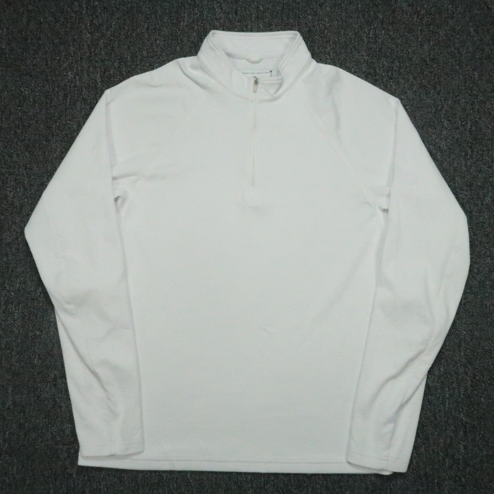 Reigning Champ Pullover Men Medium White Quarter Zip Textured Performance